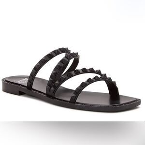 MADDEN NYC Studded Strappy Jelly Slides Sandals Black 8